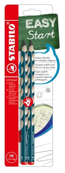 Produktbild: STABILO Ergonomischer Dreikant-Bleistift f&uuml;r Rechtsh&auml;nder -   EASYgraph in petrol - 2er Pack - H&auml;rtegrad HB