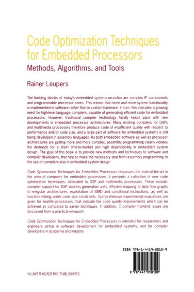 Produktbild: Code Optimization Techniques for Embedded Processors