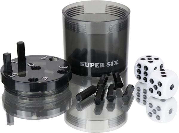 Produktbild: BestSaller 3013 - SUPER SIX Travel aus ABS - Schwarz, 5cm+ &Oslash; 5cm, Reisespiel