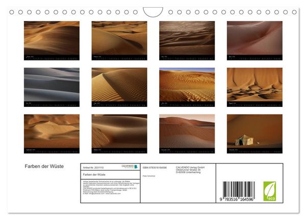 Produktbild: Farben der W&uuml;ste (Wandkalender 2026 DIN A4 quer), CALVENDO Monatskalender