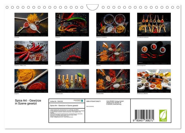 Produktbild: Spice Art - Gew&uuml;rze in Szene gesetzt (Wandkalender 2026 DIN A4 quer), CALVENDO Monatskalender