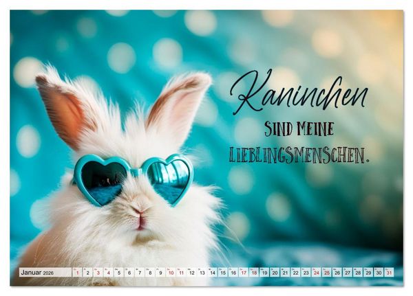 Produktbild: KANINCHEN Mit Humor durchs Jahr (Tischkalender 2026 DIN A5 quer), CALVENDO Monatskalender