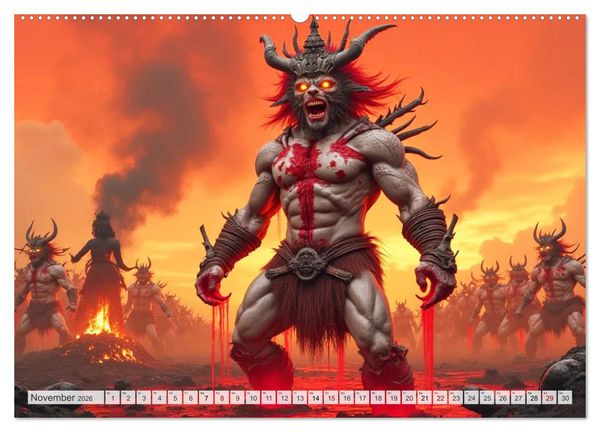 Produktbild: Hinduistische Mythologie - G&ouml;tter, Helden und Monster (Wandkalender 2026 DIN A2 quer), CALVENDO Monatskalender
