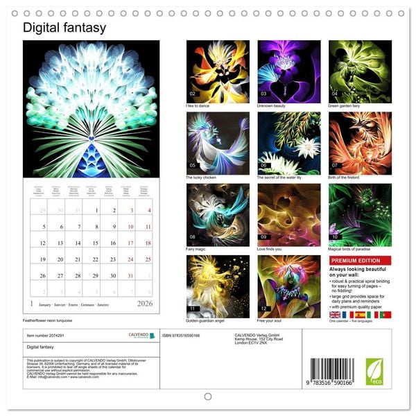 Produktbild: Digital fantasy (Wall Calendar 2026 12 &times; 12 Inch) CALVENDO 12 Month Wall Calendar