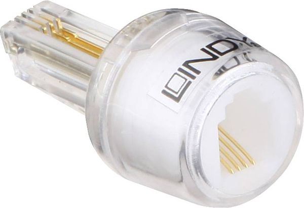 LINDY Kabel-Entzwirler Adapter [1x RJ10-Stecker 4p4c - 1x RJ10-Buchse 4p4c] Transparent