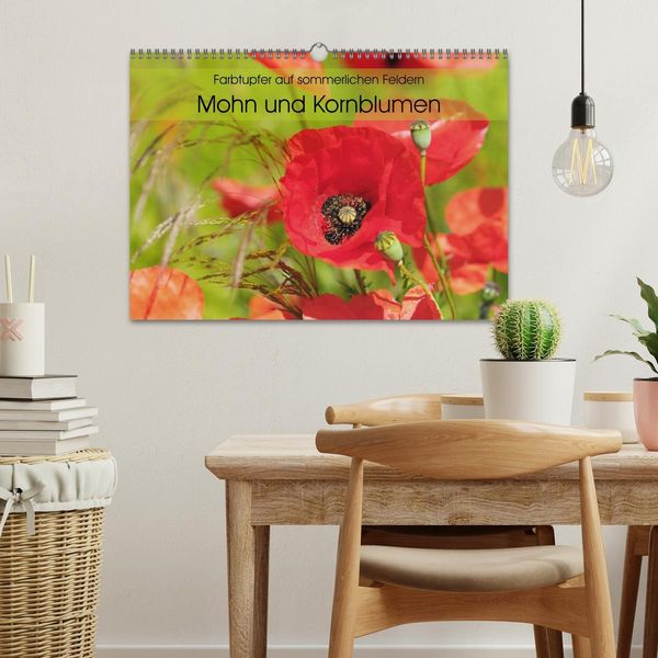 Produktbild: Farbtupfer auf sommerlichen Feldern - Mohn und Kornblumen (Wandkalender 2026 DIN A3 quer), CALVENDO Monatskalender