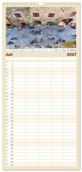 Produktbild: Familienplaner 2027 - San Gimignano, die Stadt der T&uuml;rme mit 5 Spalten (Wandkalender, 21 x 45 cm) CALVENDO