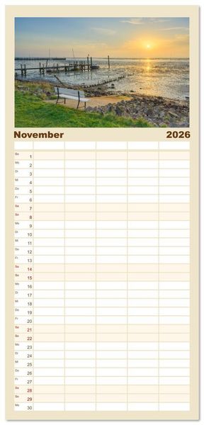 Produktbild: Familienplaner 2026 - Wundersch&ouml;nes Amrum mit 5 Spalten (Wandkalender, 21 x 45 cm) CALVENDO