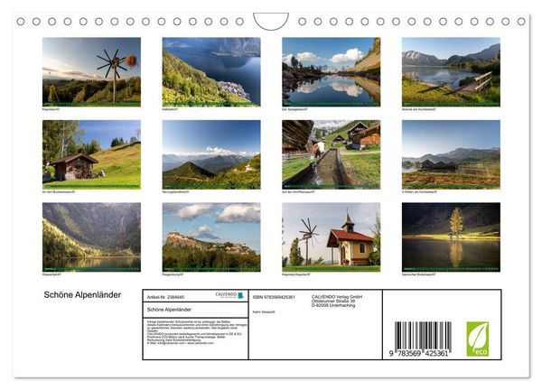 Produktbild: Sch&ouml;ne Alpenl&auml;nder (Wandkalender 2027 DIN A4 quer), CALVENDO Monatskalender
