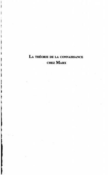 Produktbild: Le theorie de la connaissance chez Marx