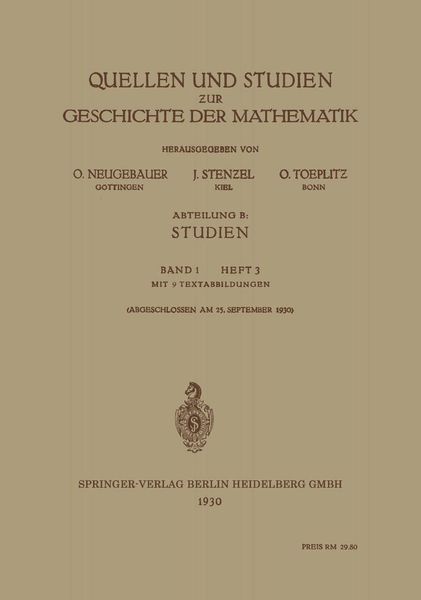 Produktbild: Quellen und Studien zur Geschichte der Mathematik
