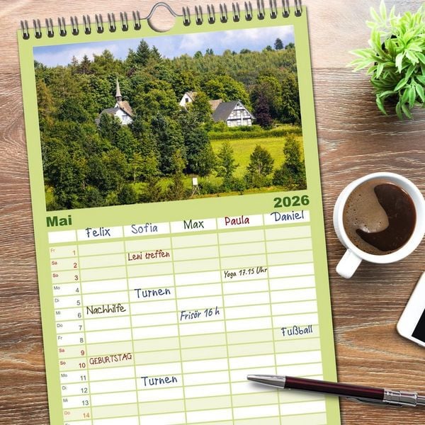 Produktbild: Familienplaner 2026 - Westfeld-Ohlenbach im Wechsel der Jahreszeiten mit 5 Spalten (Wandkalender, 21 x 45 cm) CALVENDO
