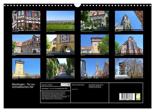 Produktbild: Reutlingen - Tor zur Schw&auml;bischen Alb (Wandkalender 2027 DIN A3 quer), CALVENDO Monatskalender