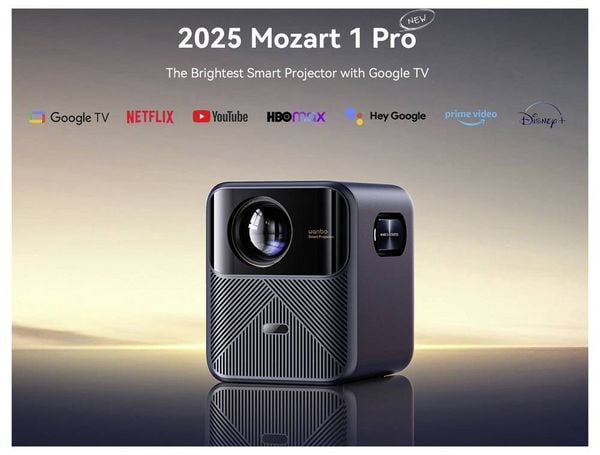Produktbild: Wanbo Beamer Mozart 1 Pro LED 1200 ANSI-Lumen 1920 x 1080 Full HD Integrierter Lautsprecher, Autofokus, mit Fernbedienung, WLAN