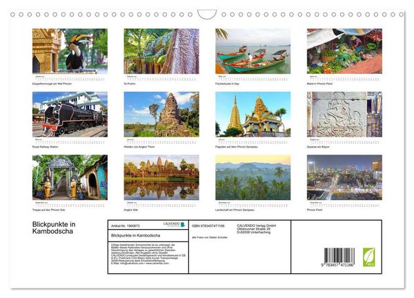 Produktbild: Blickpunkte in Kambodscha (Wandkalender 2026 DIN A3 quer), CALVENDO Monatskalender