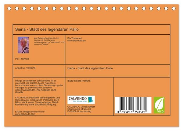 Produktbild: Siena - Stadt des legend&auml;ren Palio (Tischkalender 2026 DIN A5 quer), CALVENDO Monatskalender