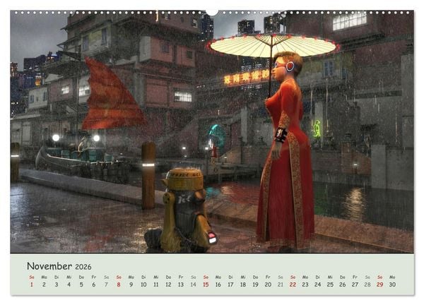 Produktbild: Science Fiction Cyberpunk (hochwertiger Premium Wandkalender 2026 DIN A2 quer), Kunstdruck in Hochglanz
