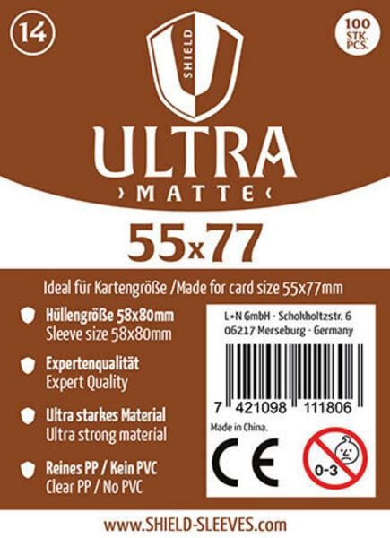 Shield Ultra Matte 14: Kartenhüllen für Karten bis 55 × 77 mm