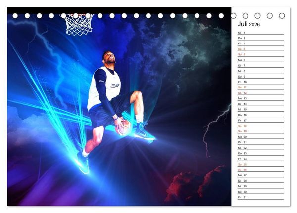 Produktbild: Basketball Fantasiewelten (Tischkalender 2026 DIN A5 quer), CALVENDO Monatskalender