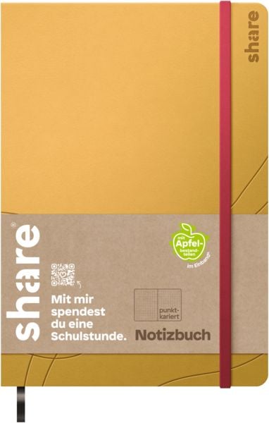 Produktbild: share Notizbuch A5 punktkariert gelb