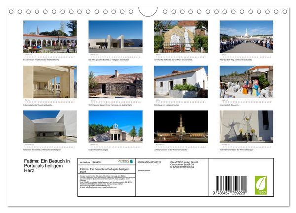 Produktbild: Fatima: Ein Besuch in Portugals heiligem Herz (Wandkalender 2026 DIN A4 quer), CALVENDO Monatskalender