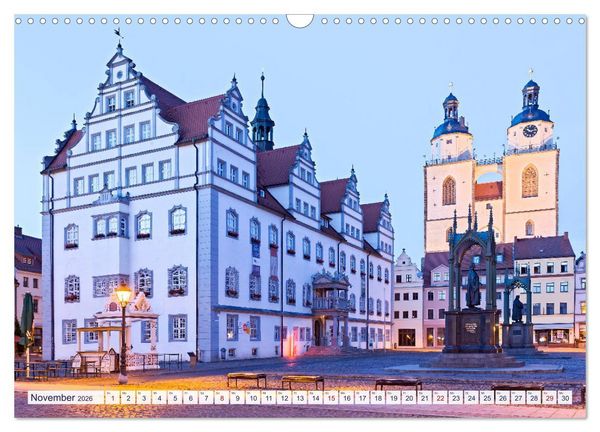 Produktbild: Lutherstadt Wittenberg - Die Wirkst&auml;tte des rebellischen Martin Luther (Wandkalender 2026 DIN A3 quer), CALVENDO Monatskalender