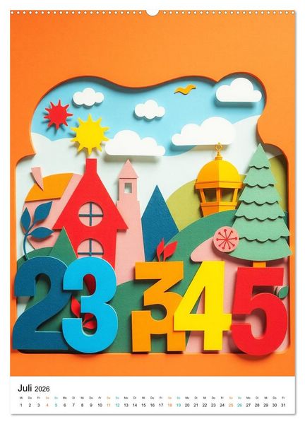 Produktbild: Kunterbunte Paperwelt - Buchstaben, Zahlen und Vieles mehr (hochwertiger Premium Wandkalender 2026 DIN A2 hoch), Kunstdruck in Hochglanz