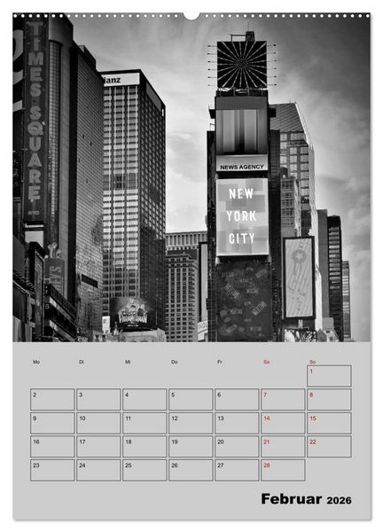 Produktbild: NEW YORK CITY Monochrome Stadtansichten (Wandkalender 2026 DIN A2 hoch), CALVENDO Monatskalender