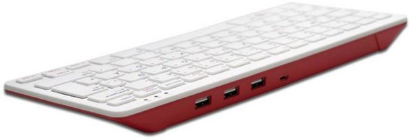 Produktbild: Raspberry Pi&reg; RPI-KEYB (US)-RED/WHITE USB Tastatur US-Englisch, QWERTY Wei&szlig;, Rot USB-Hub