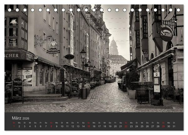 Produktbild: Dresden Schwarz Weiss 2026 (Tischkalender 2026 DIN A5 quer), CALVENDO Monatskalender