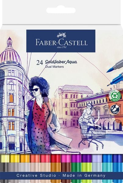 Produktbild: Faber-Castell Tuschestift Dual Marker Goldfaber Aqua, 24er Set