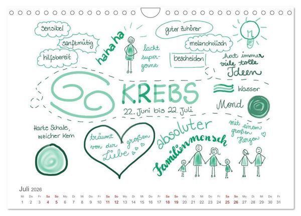 Produktbild: Sternzeichen-Kalender (Wandkalender 2026 DIN A4 quer), CALVENDO Monatskalender