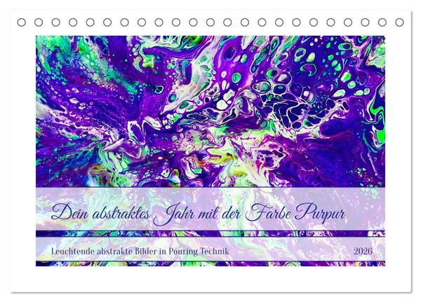 Produktbild: Dein abstraktes Jahr mit der Farbe Purpur (Tischkalender 2026 DIN A5 quer), CALVENDO Monatskalender