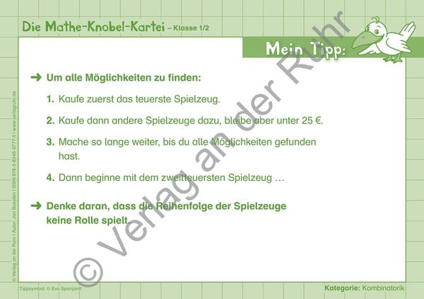 Produktbild: Die Mathe-Knobel-Kartei &ndash; Klasse 1/2