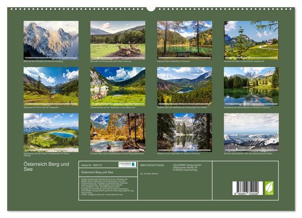 Produktbild: &Ouml;sterreich Berg und See (hochwertiger Premium Wandkalender 2026 DIN A2 quer), Kunstdruck in Hochglanz