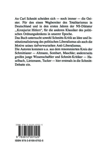 Produktbild: Carl Schmitt und die Liberalismuskritik