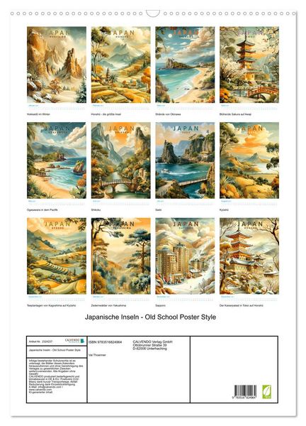 Produktbild: Japanische Inseln - Old School Poster Style (Wandkalender 2027 DIN A2 hoch), CALVENDO Monatskalender