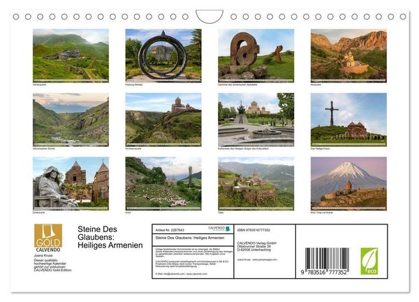 Produktbild: Steine Des Glaubens: Heiliges Armenien (Wandkalender 2027 DIN A4 quer), CALVENDO Monatskalender