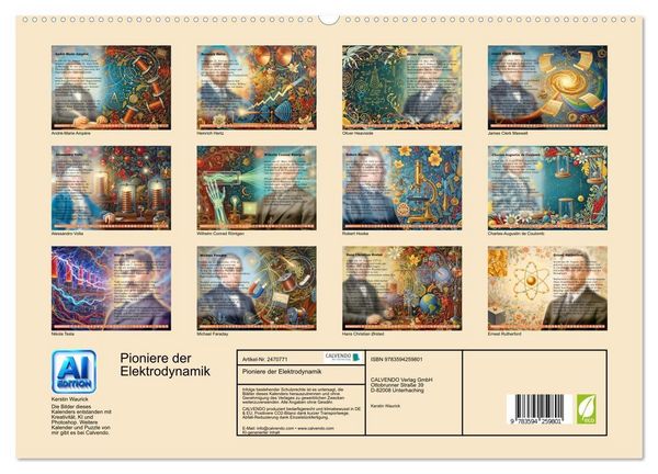 Produktbild: Pioniere der Elektrodynamik (Wandkalender 2027 DIN A2 quer), CALVENDO Monatskalender