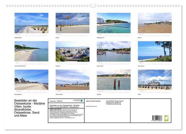 Produktbild: Seeb&auml;der an der Ostseek&uuml;ste - Mod&auml;ne Villen, bunte Strandk&ouml;rbe, Ostseebrise, Sand und Meer (Wandkalender 2026 DIN A2 quer), CALVENDO Monatskalender