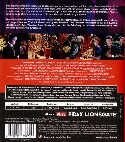 Produktbild: Little Monsters - Kleine Monster - Remastered Edition / Kult-Horrorkom&ouml;die mit Fred Savage (bekannt aus der Kultserie &bdquo;Wunderbare Jahre&ldquo;) (Pidax Serien-Klassiker)