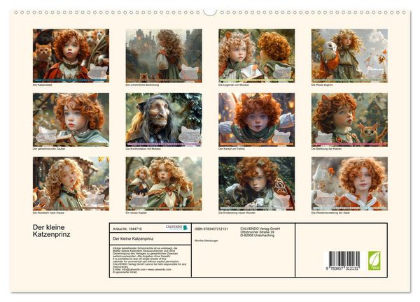 Produktbild: Der kleine Katzenprinz (hochwertiger Premium Wandkalender 2026 DIN A2 quer), Kunstdruck in Hochglanz