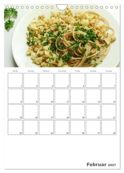Produktbild: Pasta mit Gem&uuml;se (Wandkalender 2027 DIN A4 hoch), CALVENDO Monatskalender