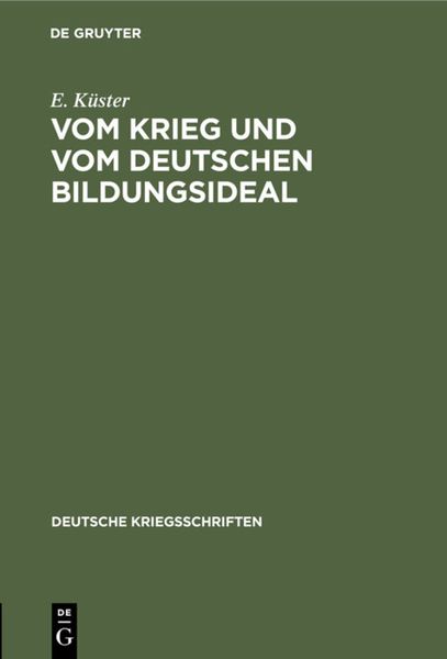 Produktbild: Vom Krieg und vom deutschen Bildungsideal