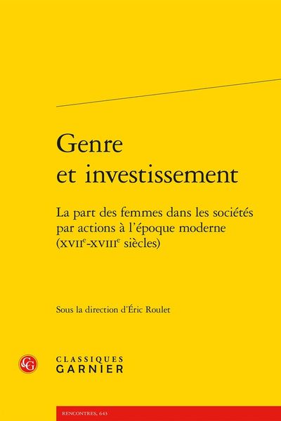 Produktbild: Genre et investissement : la part des femmes dans les soci&eacute;t&eacute;s par