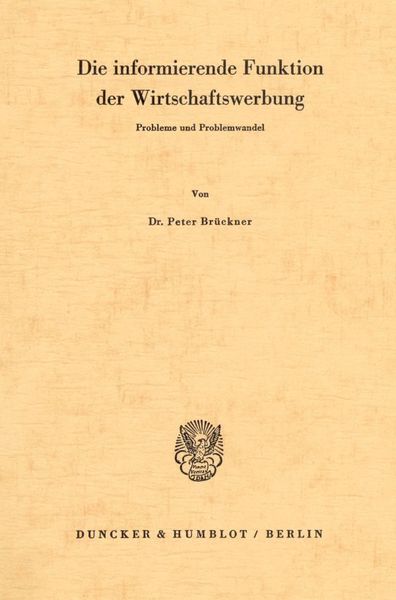 Produktbild: Die informierende Funktion der Wirtschaftswerbung.