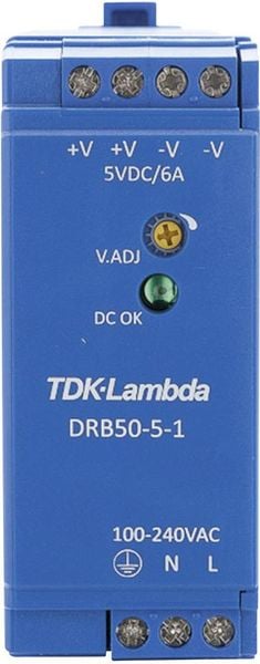 TDK-Lambda DRB50-5-1 Hutschienen-Netzteil (DIN-Rail) 5 V/DC 2.5 A 30 W Anzahl Ausgänge:1 x Inhalt 1 St.