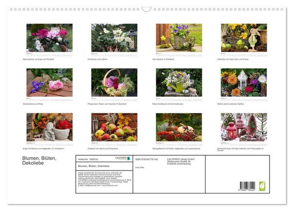 Produktbild: Blumen, Bl&uuml;ten, Dekoliebe (Wandkalender 2026 DIN A2 quer), CALVENDO Monatskalender