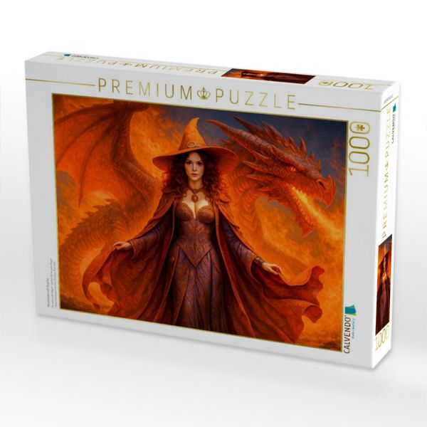 Produktbild: CALVENDO Puzzle Feuerhexe mit Drache | 1000 Teile Lege-Gr&ouml;&szlig;e 64x48cm Foto-Puzzle f&uuml;r gl&uuml;ckliche Stunden