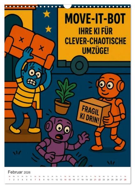 Produktbild: Robo-Champs: Witz trifft auf Chip (Wandkalender 2026 DIN A3 hoch), CALVENDO Monatskalender